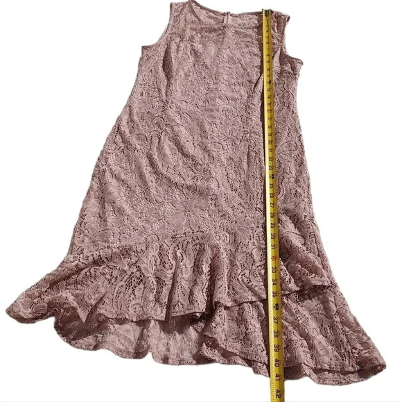 Enfocus Studio Mauve Pink Stretch Lace Dress Size 12 - Picture 7 of 12